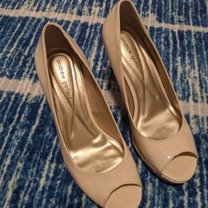 Nude peep toe heels